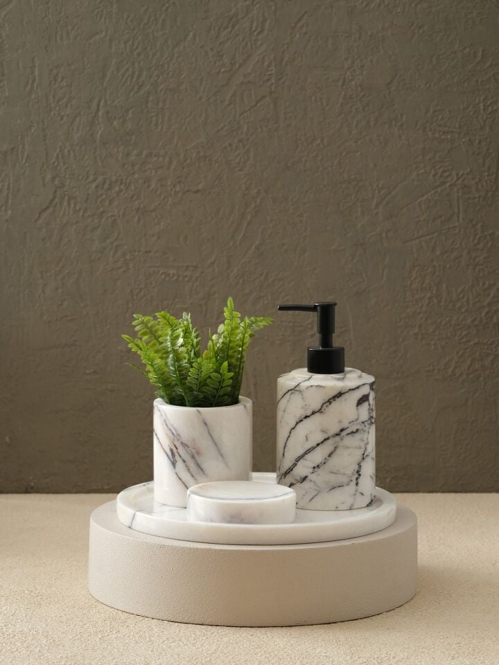 Leylak Banyo Seti (Tepsi, Diş Fırçalık, Kutu, Sıvı Sabunluk)