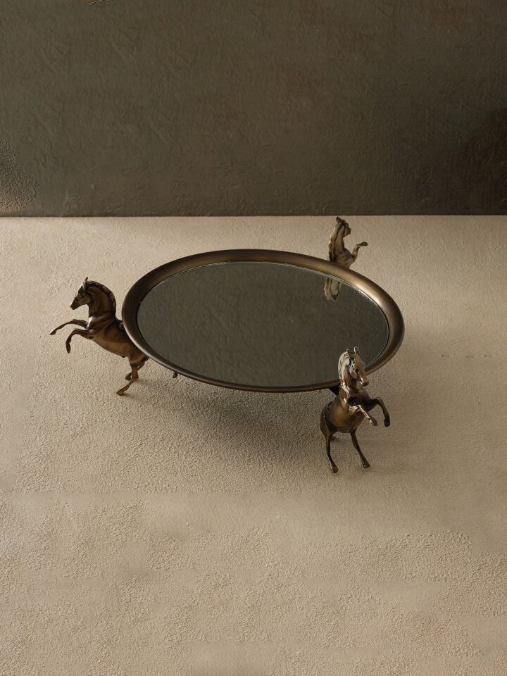 3 Atlı Aynalı Tepsi