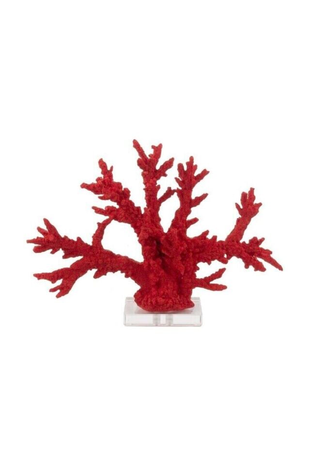 Kırmızı Resin Mercan Dek Obje